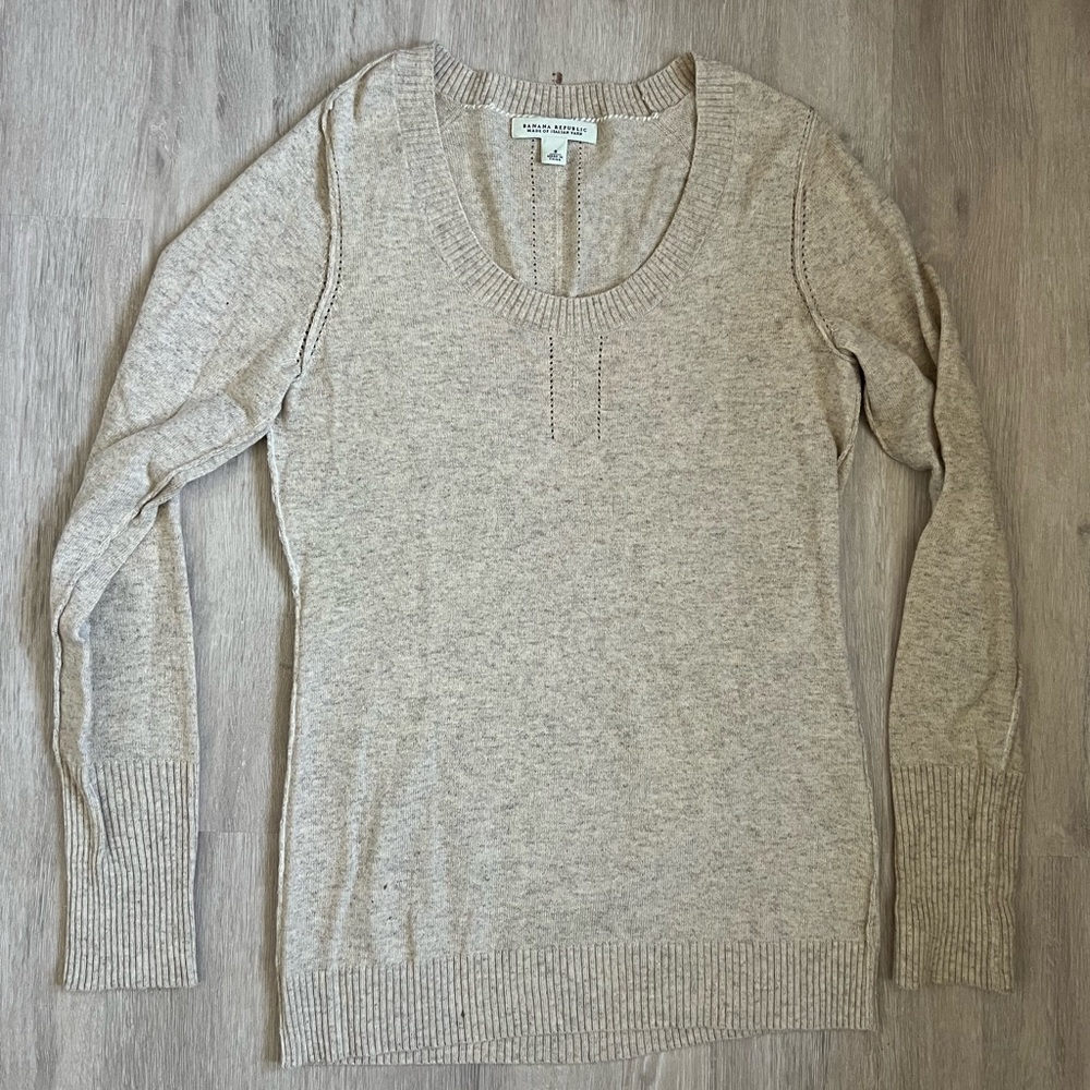 Banana Republic Women's Tan Scoop Neck Sweater - Italian Cashmere Wool blend S